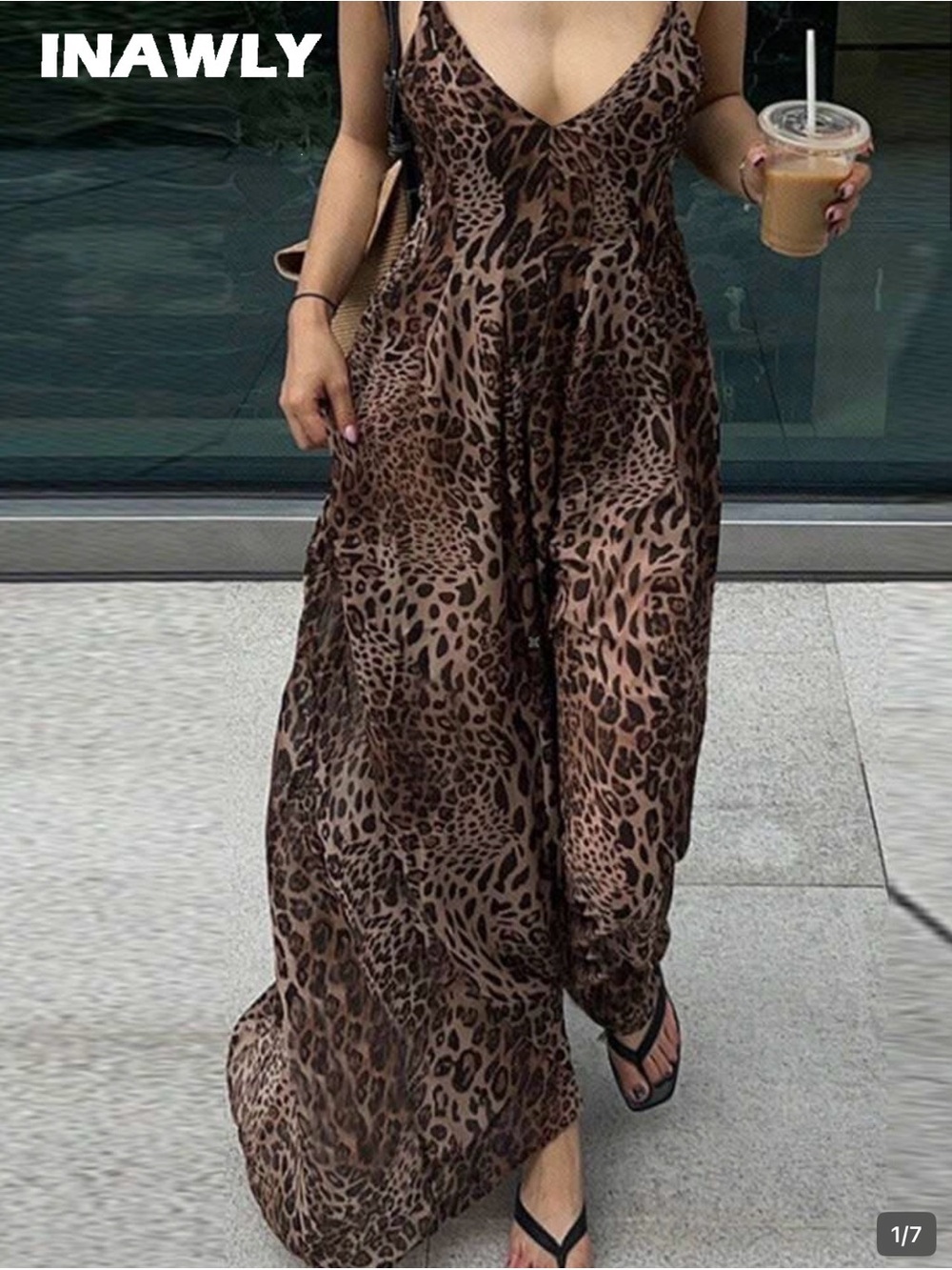 SHEIN Women's Leopard Print Maxi Dress